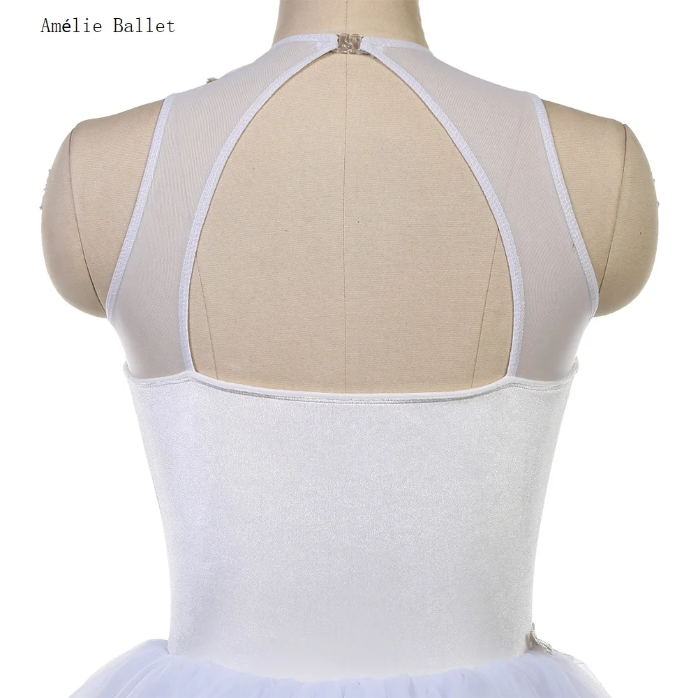 Costumes de ballet longs en velours blanc pour femmes et filles, tutu de ballet romantique, olympiques de performance, nouveau, 25031