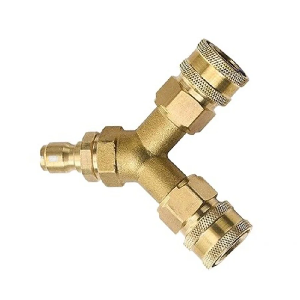3/8 Fitting Pressure Washer Tee 5000PSI Splitter Coupler Brass Quick Connect Two To Brand New 4.0 GPM 3/8 Fitting
