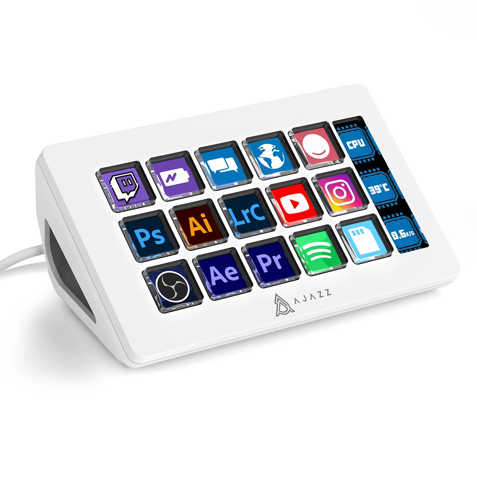 ATTACK SHARK x AJAZZ AKP153 STREAM DECK 15 aanpasbare knoppen Stream Deck met veelzijdig zijscherm