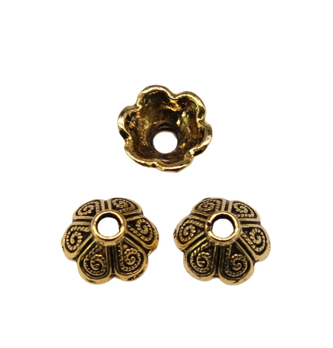 

80pcs 9x9x4mm Zinc alloy metal tibetan silver,antiqued bronze,antiqued gold plated bead caps T0330 for jewelry making