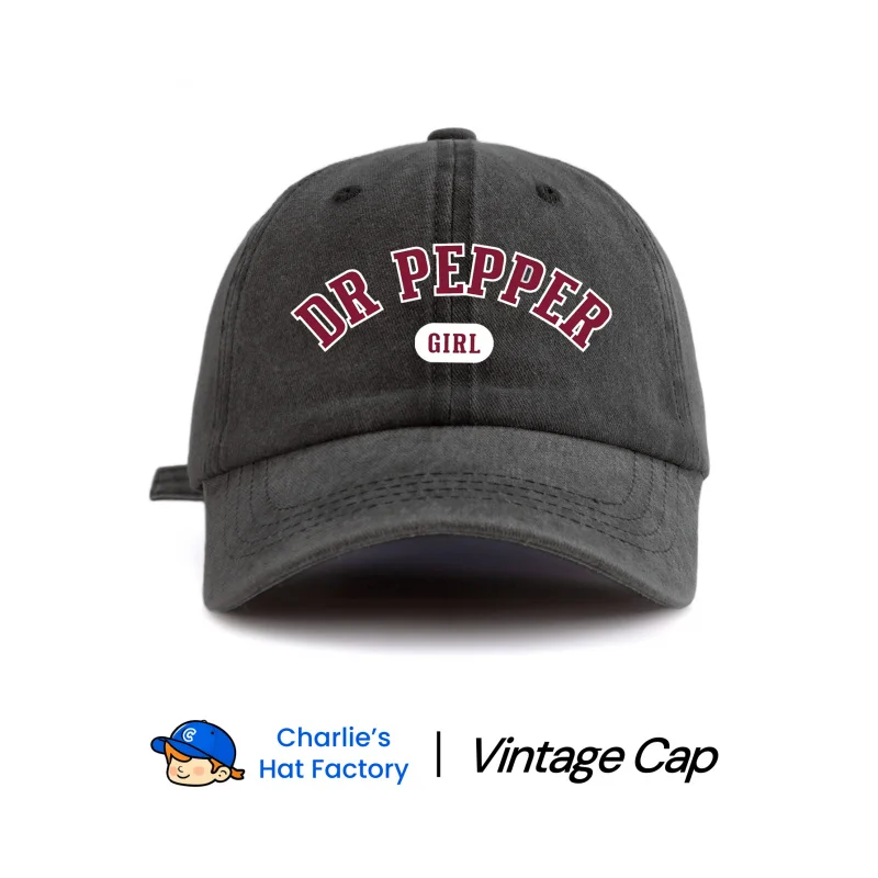 1 pc DR PEPPER Girl Print Washed Baseball Cap, Classic Casual Stylish Vintage Soft Sweatband Adjustable Size Lightweight
