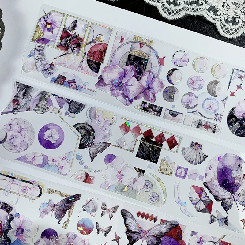 New butterfly and flower shell light shiny PET tape diy Sticker Card Making Collage Decoration