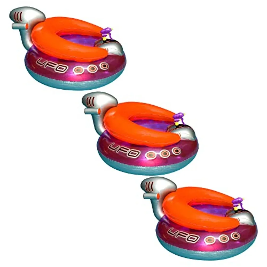 

Beach, ocean, pool, lake use; PVC material; silver color; extra thick large inflatable UFO spaceship float with constant flow l