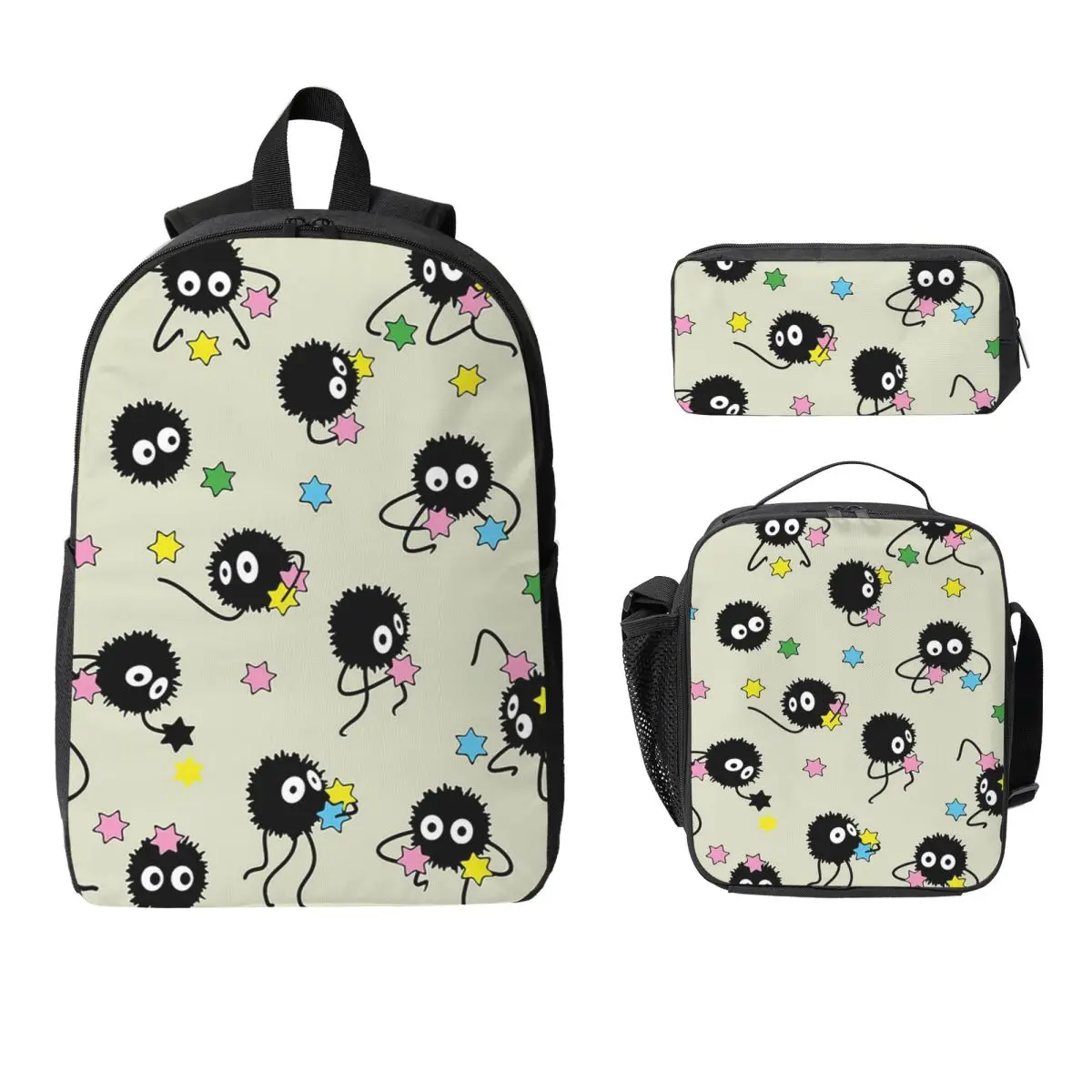 

Soot Studio Ghibli Backpack Student Boys Girls BookBag School Bag Computer Shoulder Bags 3ps Insulated Lunch Bag Pencil Case