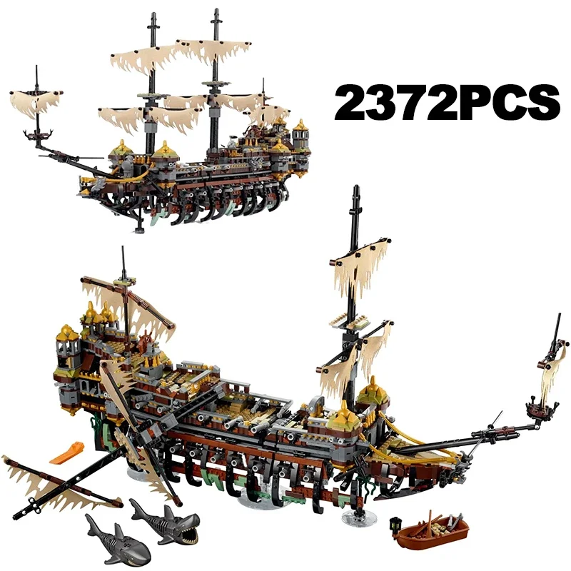 2372PCS Moc Technical Pirate Ship Building Block Warship Sailboat Caribbean Adventure Silent Mary 71042 Brick Toy Kid Adult