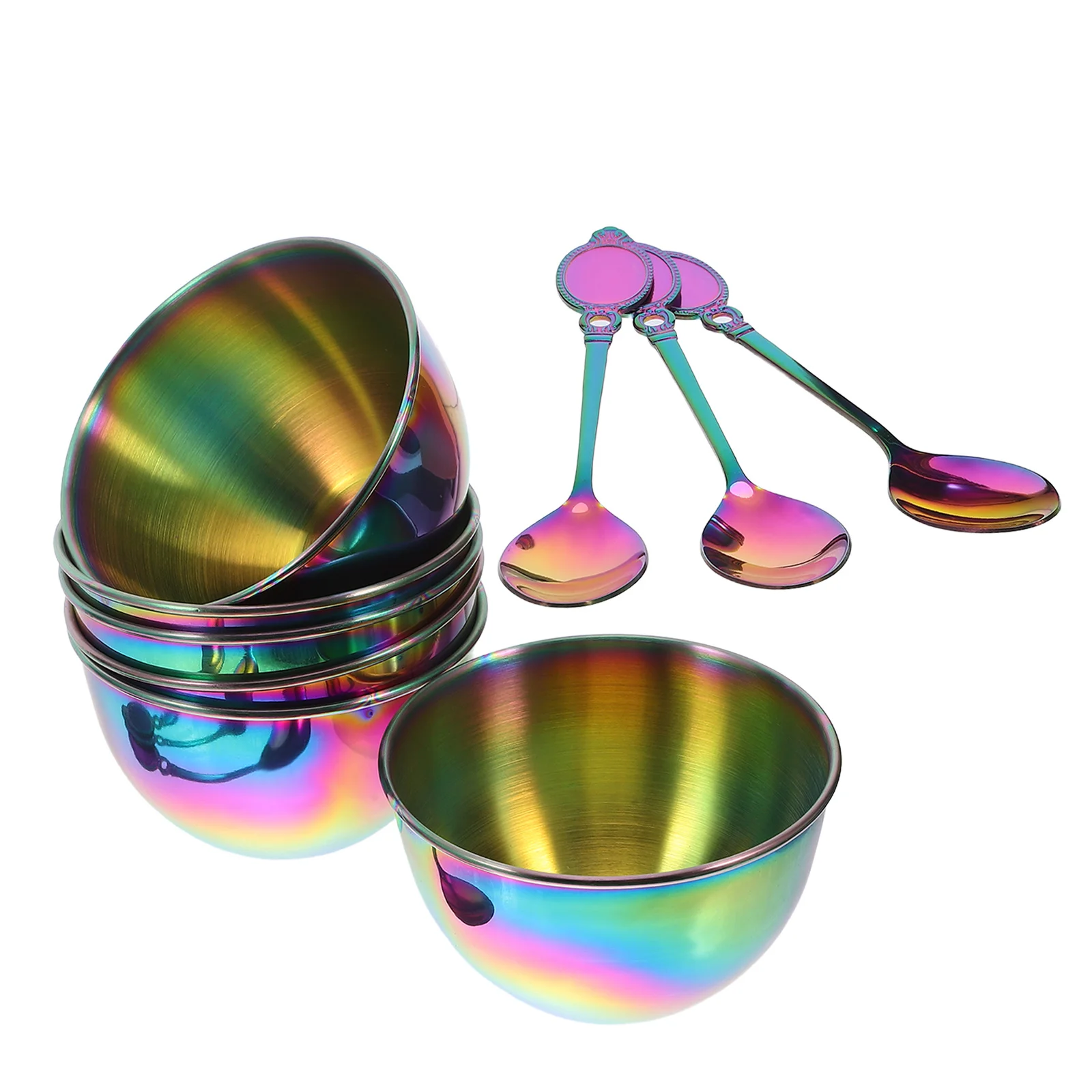 

1Set Stainless Steel Seasoning Dish Dip Bowl Set Spoon Mini Sauce Cups for Sushi Dipping Olive Oil Condiments Serving