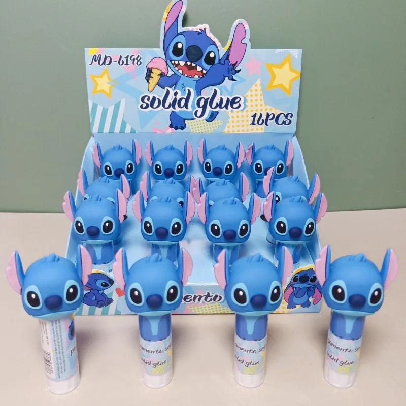 16pcs Disney Silicone Solid Glue Cartoon Cute Lilo Stitch Student Diy Handmade Rotating Solid Glue Stick Cartoon Handbook Glue