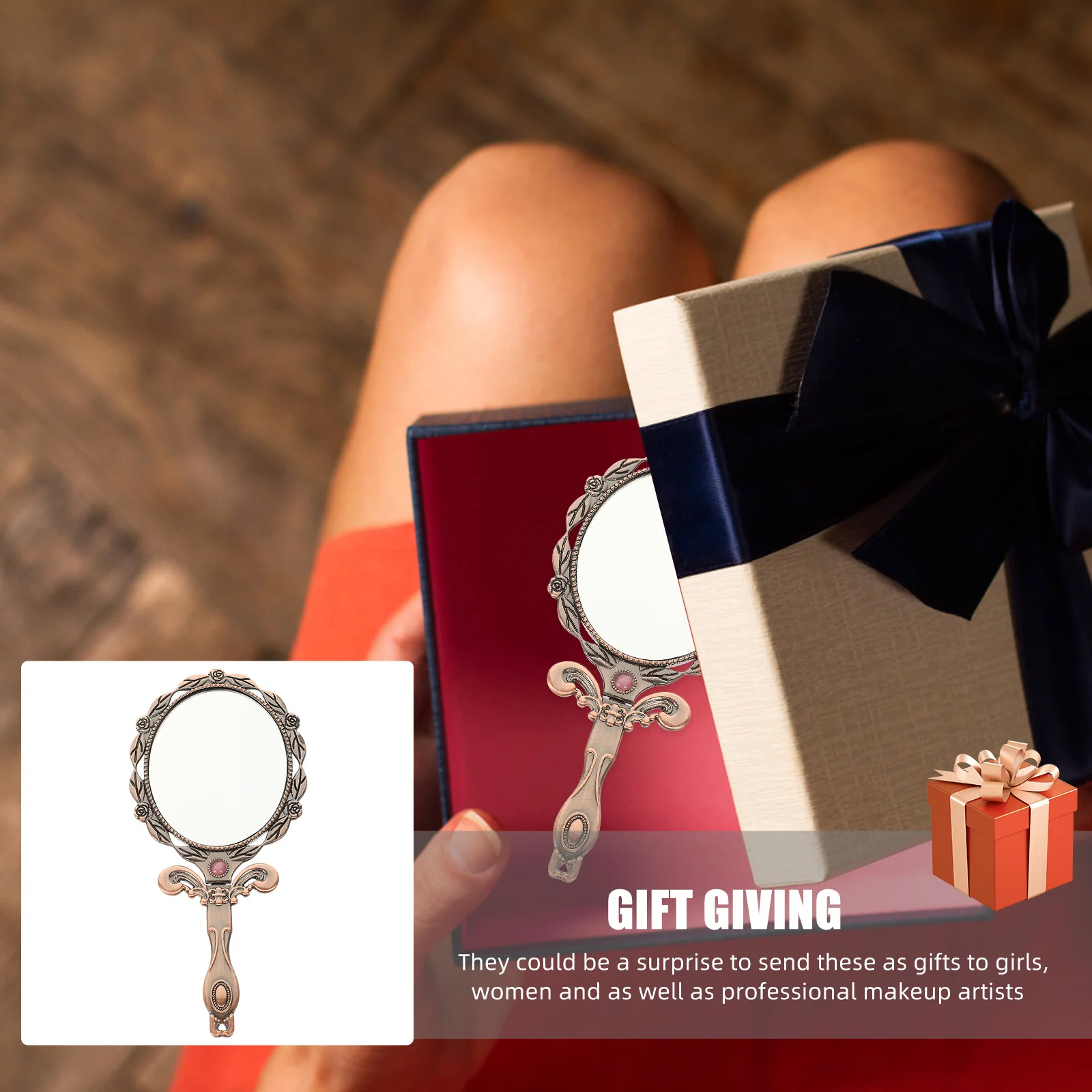 

Small Vintage Handheld Makeup Mirror Folding Portable Mirror Chic Retro Style Perfect Gift for Women Girls