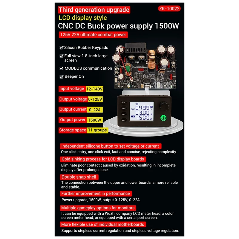 CNC Step-Down DC ajustável regulada alimentação, tensão constante, atualização do módulo atual, ZK-10022