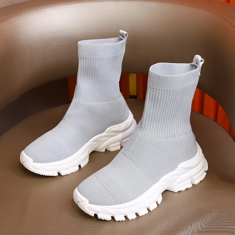 2022  New Products ElegantKnit Socks Boots Womens Fashion Boots Sports Platform Shoes Chelsea Slip-on CasualBoots