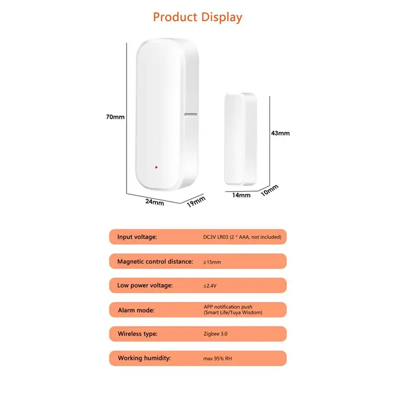 AA05 Zigbee Door Sensor Window Sensor Tuya Door Opener Detector Wireless Smart Door Sensor Alarm For Home Security&Automation