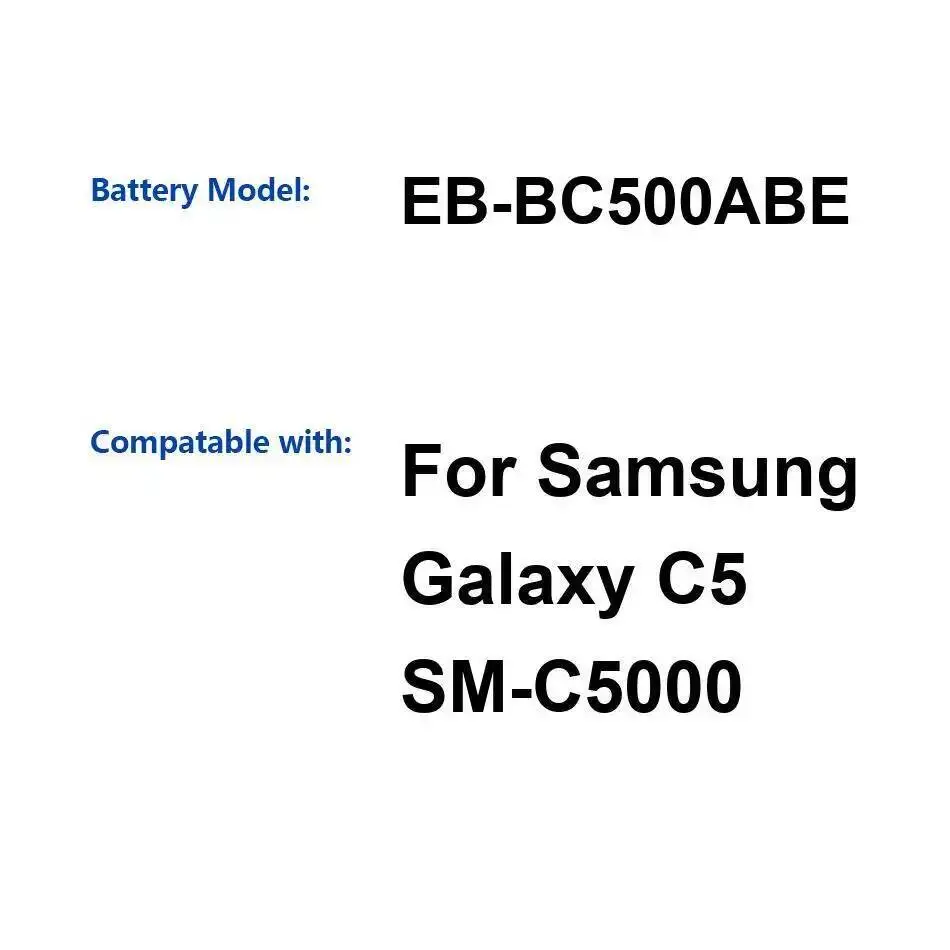 

Долговечная работа для Samsung Galaxy C5 SM-C5000, 2600 мАч, аккумулятор для мобильного телефона большой емкости EB-BC500ABE