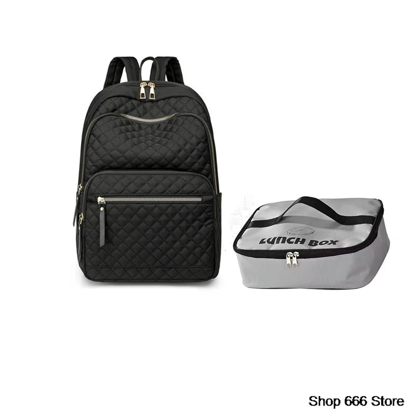 Women'S Solid Color Plaid Versatile Large Capacity Multi-Purpose Backpack Hand-Held Single Shoulder Crossbody Backpack