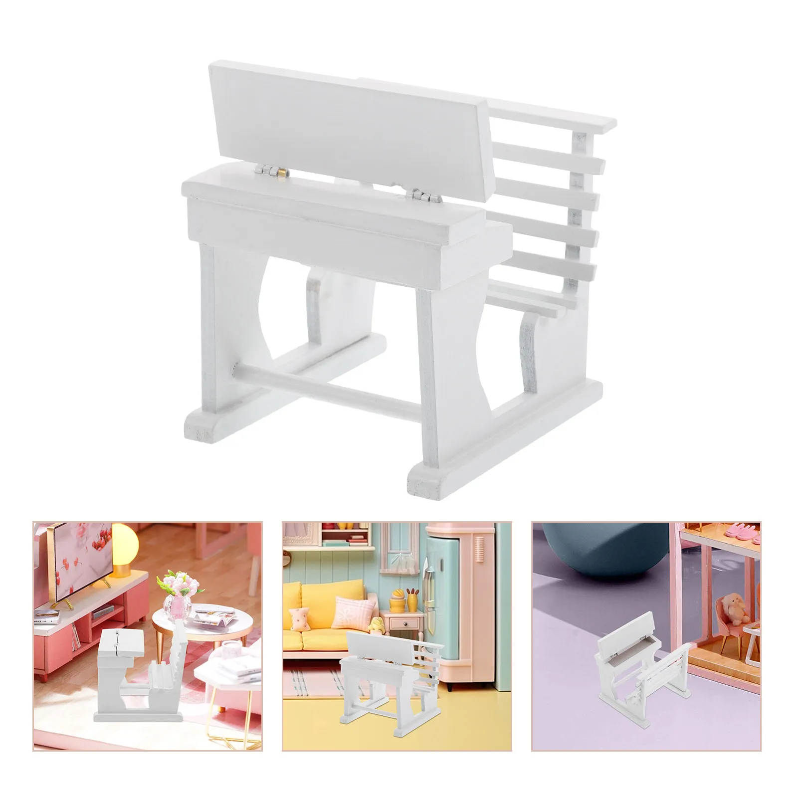 

Miniature Dollhouse Desk 1:12 Scale Flip Table Realistic Crafted Wooden Study Library Piano Table for Pretend Play Collection