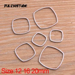 PULCHRITUDE 20Pcs 3Size Square Charm Stainless Steel Pendant Open Bezel Hollow Pressed Resin Frame Mold Bezel DIY Jewelry Making