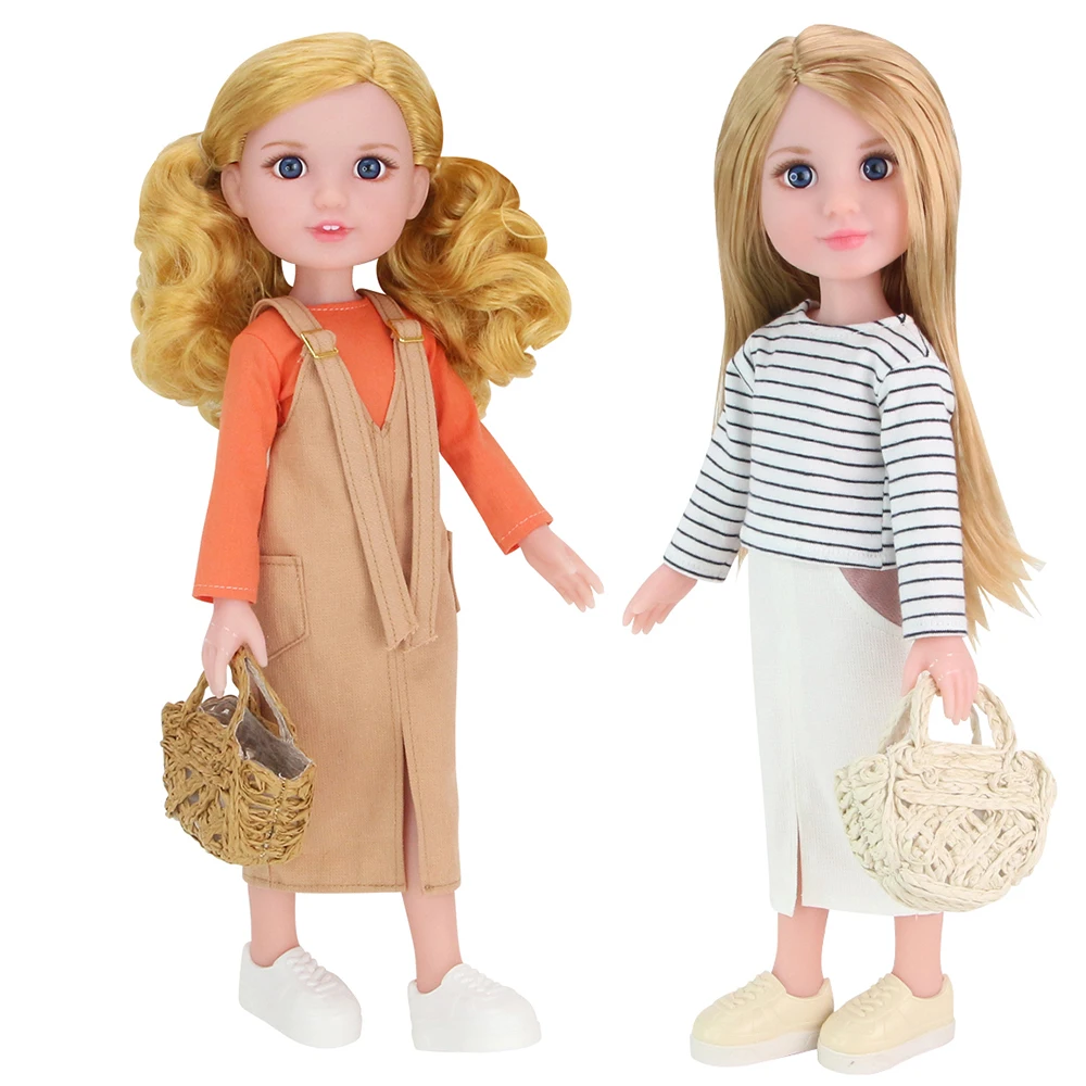 14 Inch Doll Toys for Girls,Moveable Figures Dolls with Bags,Dress-up Toys,Birthday Gifts for Kids