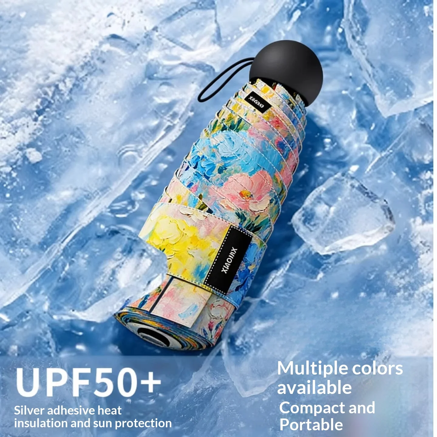 

Складной зонт Xiaohua Capsule, черный, с резиновым покрытием, защита от УФ-излучения, легкий и портативный.