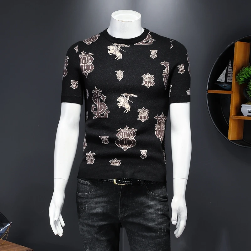 

Мужской модный люксовый трикотажный свитер с круглым вырезом, осенне-зимний, больших размеров, повседневный, свободного кроя