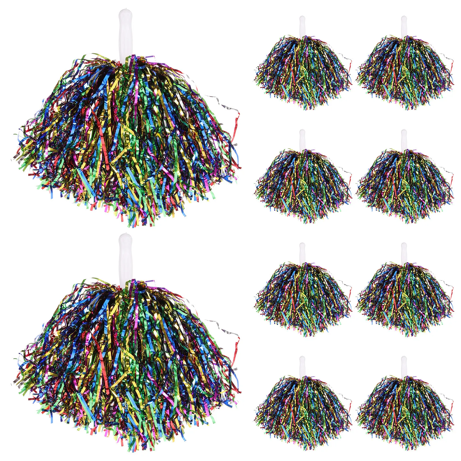 

10Pcs Cheerleading Pom Poms Bright Color Reusable Plastic Cheerleader Props for Sports Events Dance Parties Festivals Cheer