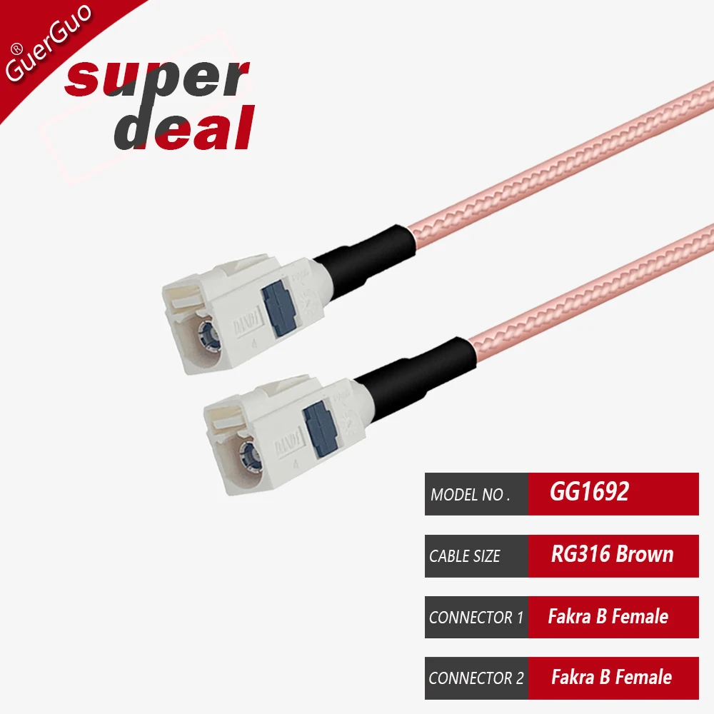 Fakra B RG316 Coax Cable Fakra B Male/Female/Male long Connector Antenna Extension Grey Coaxial Cable for Car Remote Control Key