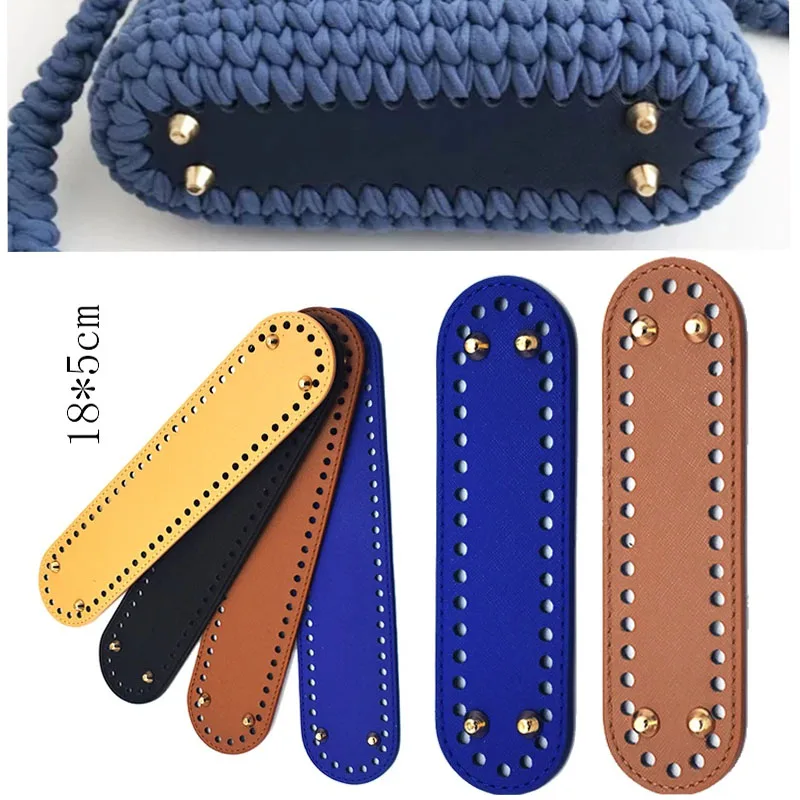 18x5cm Leather Bag Bottom with Holes for DIY Knitting Crochet Long Oval Bag Base Pad Handbag Shoulder Purse Handmade Accessories