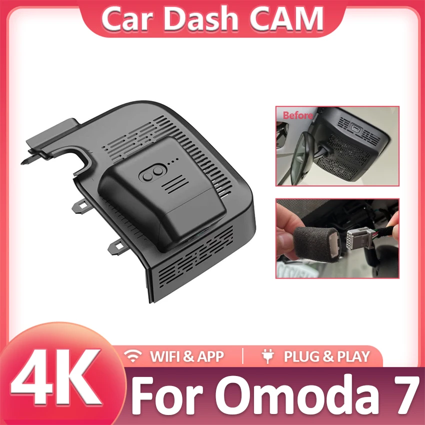 Dash Cam For Omoda 7 2026, Wireless 4K Car DVR Plug and Play Dashcam Camera Recorder For Omoda7, Night Vision, WiFi APP Control