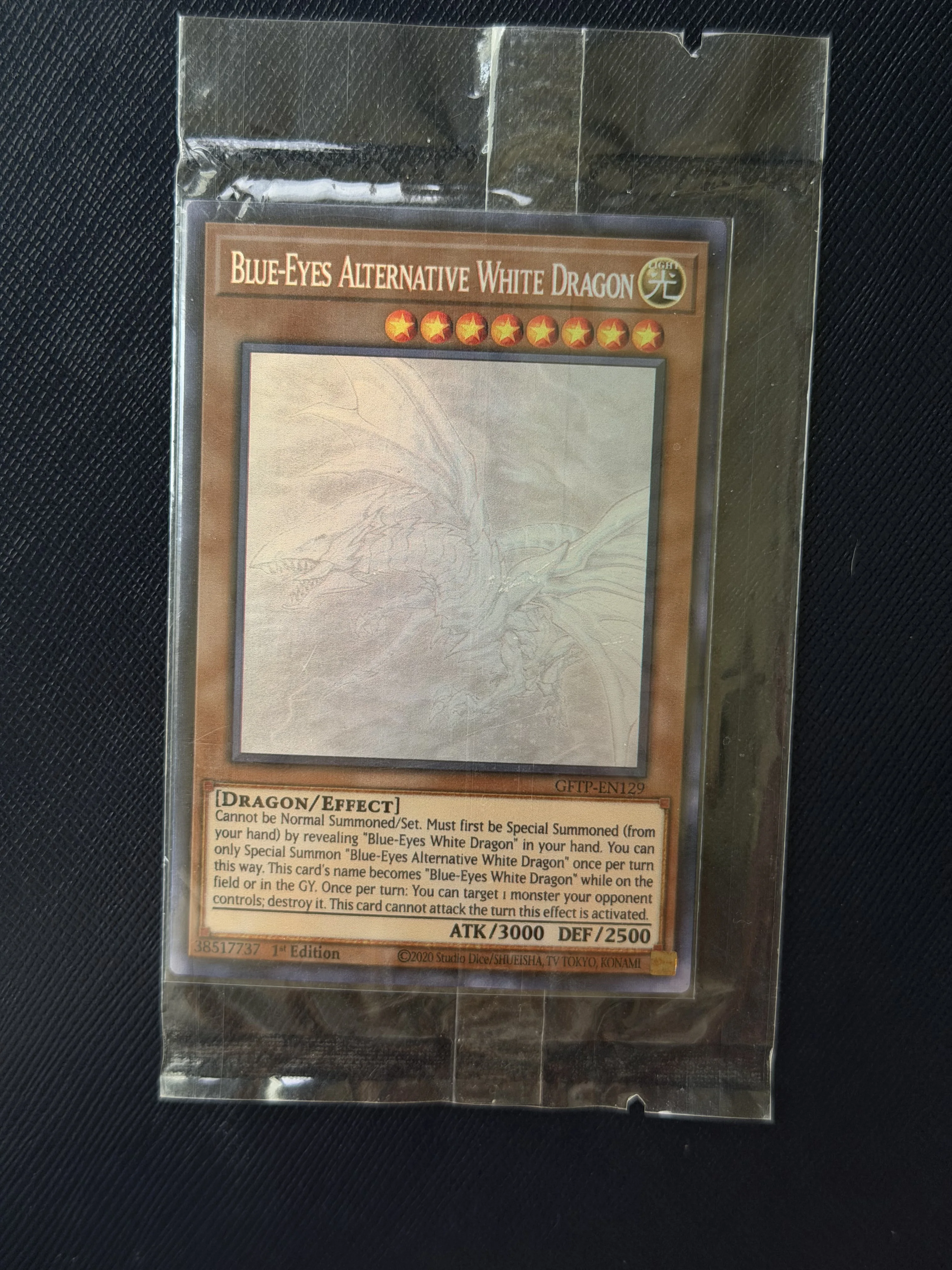 

Yu-Gi-Oh! DIY Custom Card Blue-Eyes Alternative White Dragon GFTP-EN129 1st Edition Holographic Collectible Gift for Anime Fans