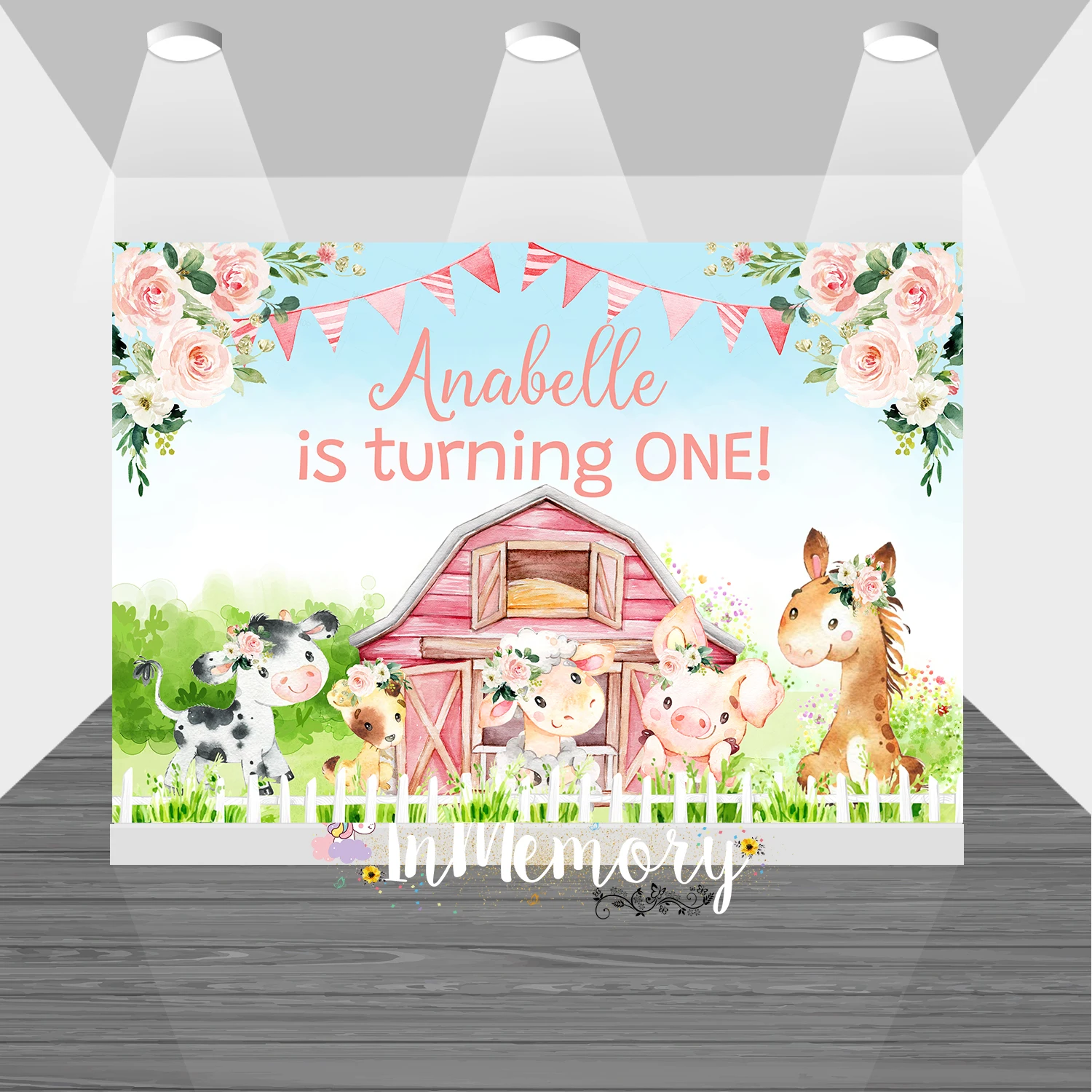 Cartoon Animals Farm Photo Background for Kids Birthday Party Decoration Spring Flower Barn House Baby Shower Backdrops Vinyl