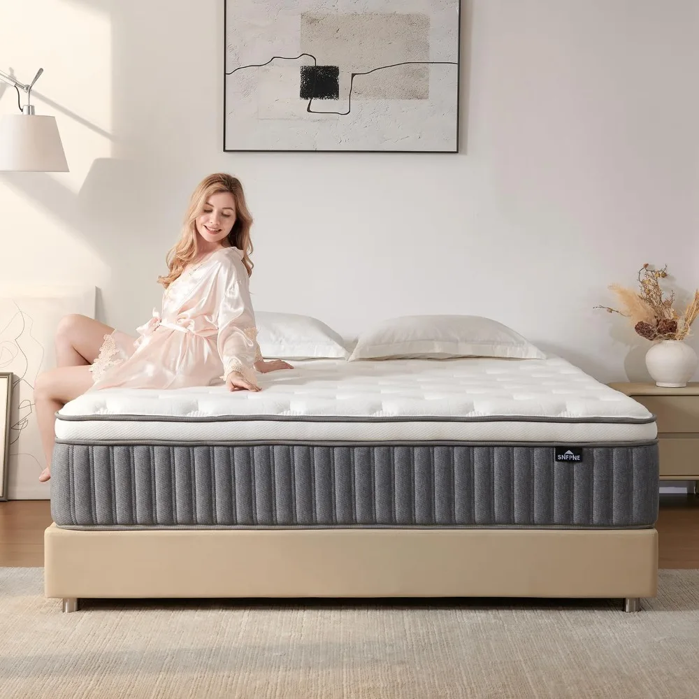 

Queen Size Mattress 12 Inch, Hybrid Memory Foam Mattress with Zoned Pocket Coils Support and Motion Isolation Design, Strengthen
