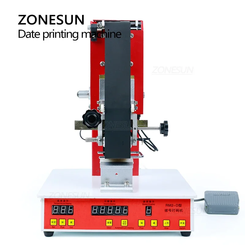 ZONESUN Rolling Ribbon Dialing Date Printing Machine Number Turning Expiration Code Date Digital Printer