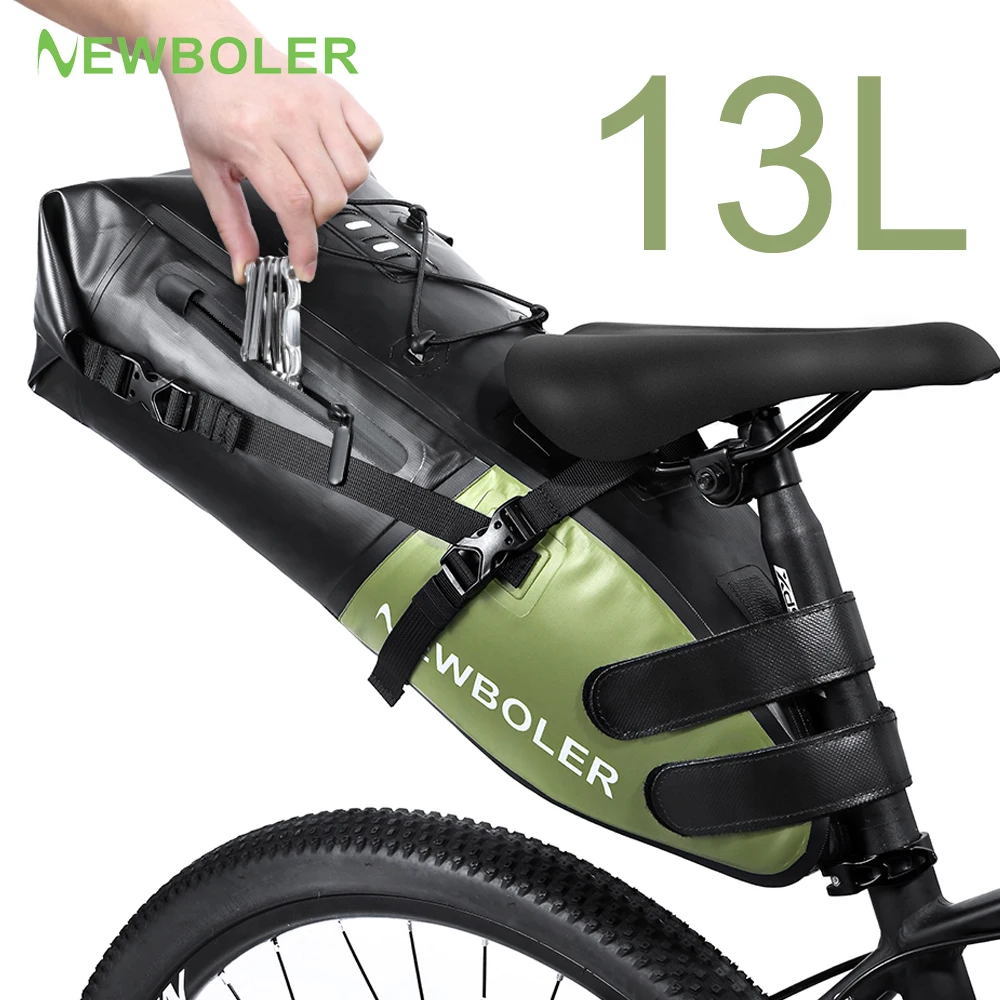 NEWBOLER Bike Bag Waterproof 13L Large Capacity Bicycle Saddle Bag Cycling Foldable Tail Rear Bag MTB Road Trunk Bikepacking