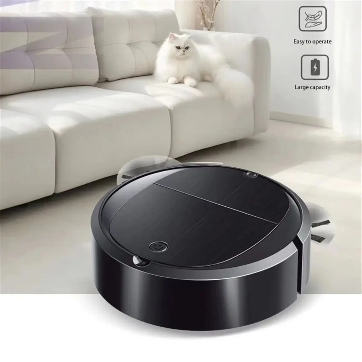 [A99U] Automatic Sweeping Robot Portable Mini Home Robotic Vacuum Cleaner USB Rechargeable Wet Dry Sweeping Machine White