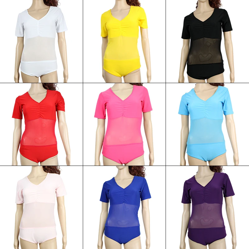 Women Belly Dance Tops Semi-transparent Coat Jumpsuit Short Sleeve Bottoming Shirts Oriental Dance Indian Dance Practice Costume