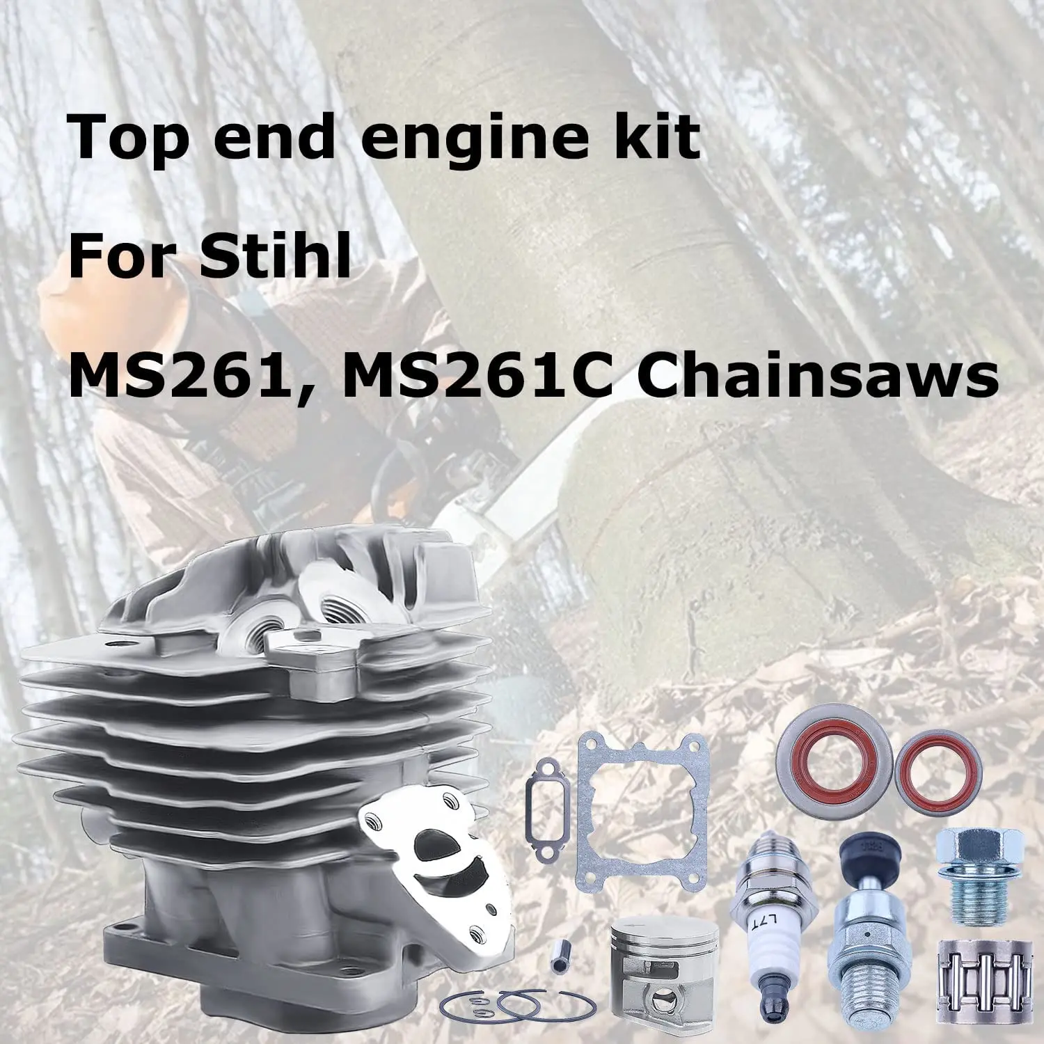 Imagem -02 - Cilindro Pistão Base Juntas Topo Final Reconstruir Kit para Stihl Ms261 Ms261c ms 261 Motosserra Peças 44.7 mm