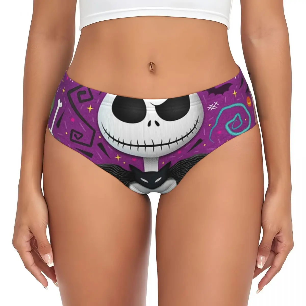مخصص تيم بيرتون عيد الميلاد فيلم الرعب سراويل قصيرة المرأة الراحة تمتد هالوين الجمجمة جاك سالي الملابس الداخلية السروال