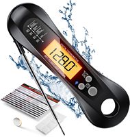 Digital Instant Read Meat Thermometer with Foldable Probe, LED Display - For Grilling, Cooking, Kitchen & BBQ