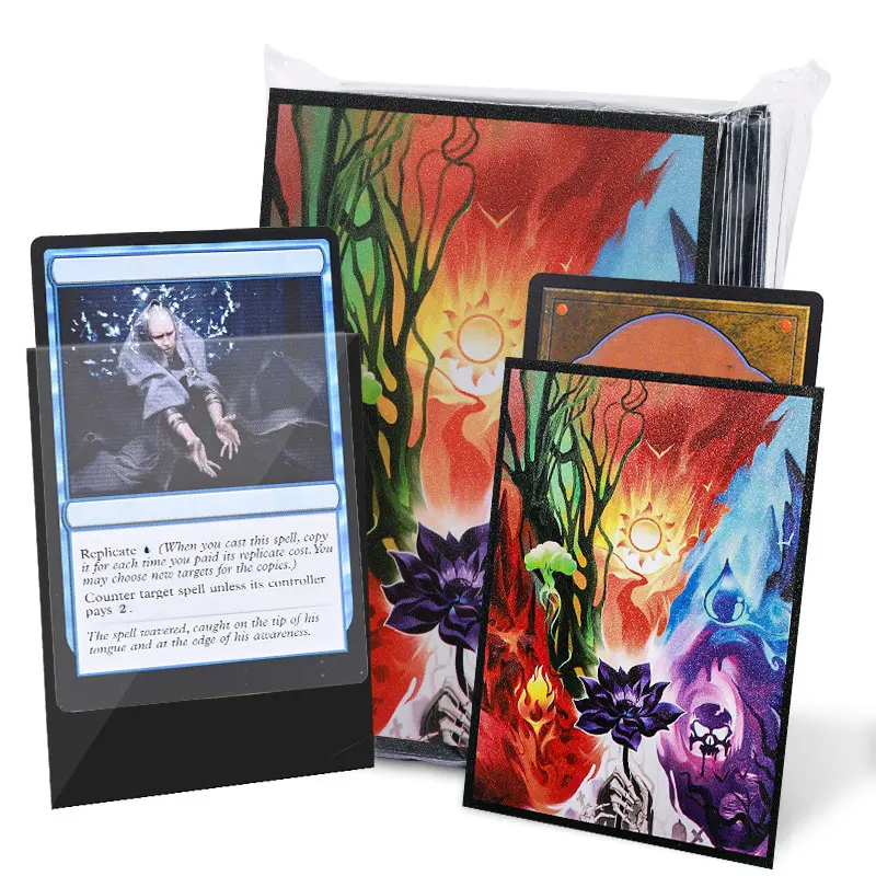 

Защитные пакеты для карт TCG — 100 штук стандартного размера, прозрачная передняя часть и матовая задняя, с пятью элементами, премиальные пакеты для Magic