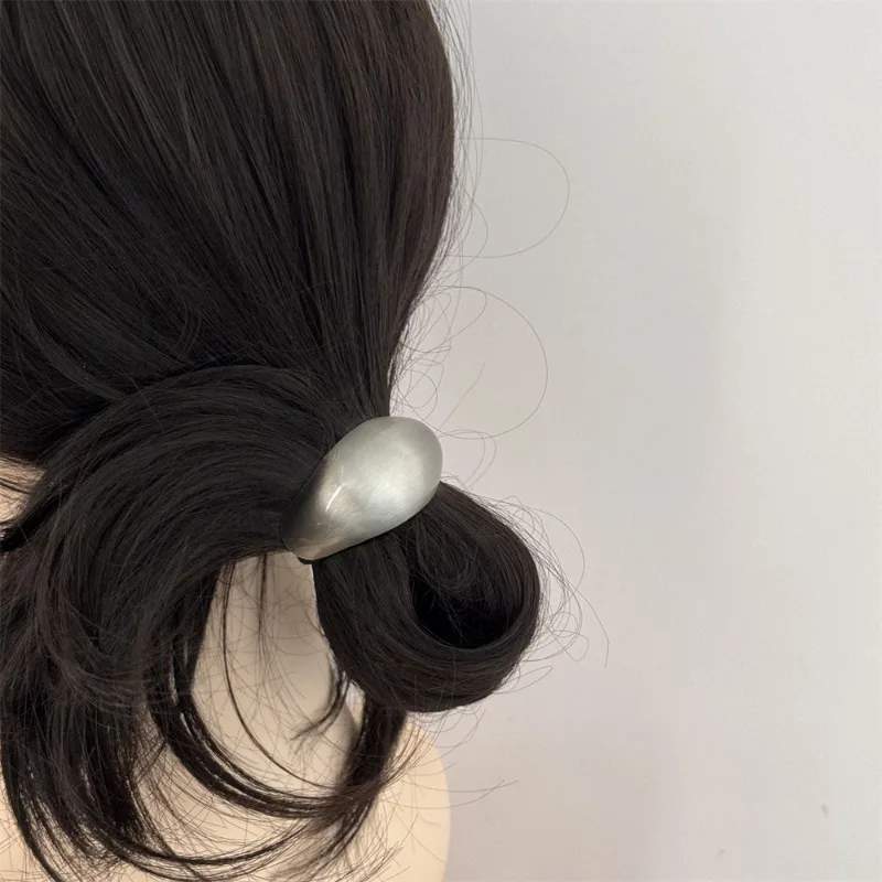 Retro Irregular Curved Metal Elastic Hair Band Scrunchie 2024 Fashion Design Korean Simple Geometric Hair Ties Women Headdress