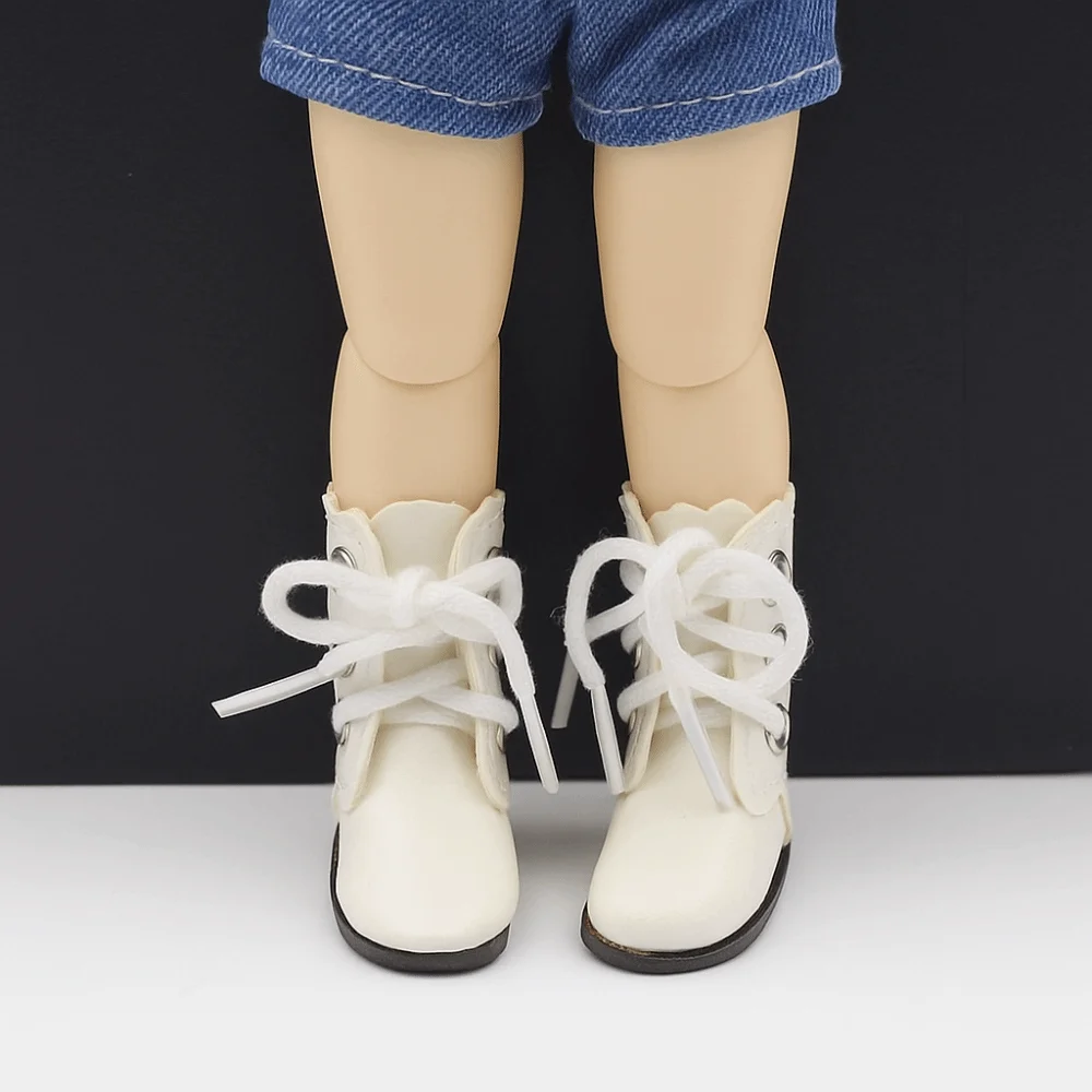 1 par de botas de couro de boneca obitsu 11 de cano alto mini 4 furos 1/6 bjd boneca sapatos de couro bonito moda 1/6 botas de boneca bjd presentes para crianças