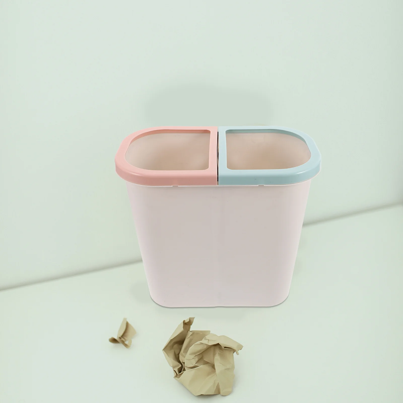 

Sorting Dual Trash Can Kitchen White Compact Size Lidless Design for Efficient Waste Management Home Use Bin Bathroom