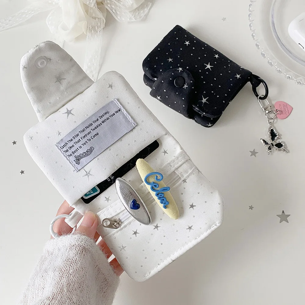 Cute Star Quilted Book Cover Polka Dot Cotton Notebook Sleeve Soft Padded Journal Protector Korean Pencil Case Diary Book Pouch