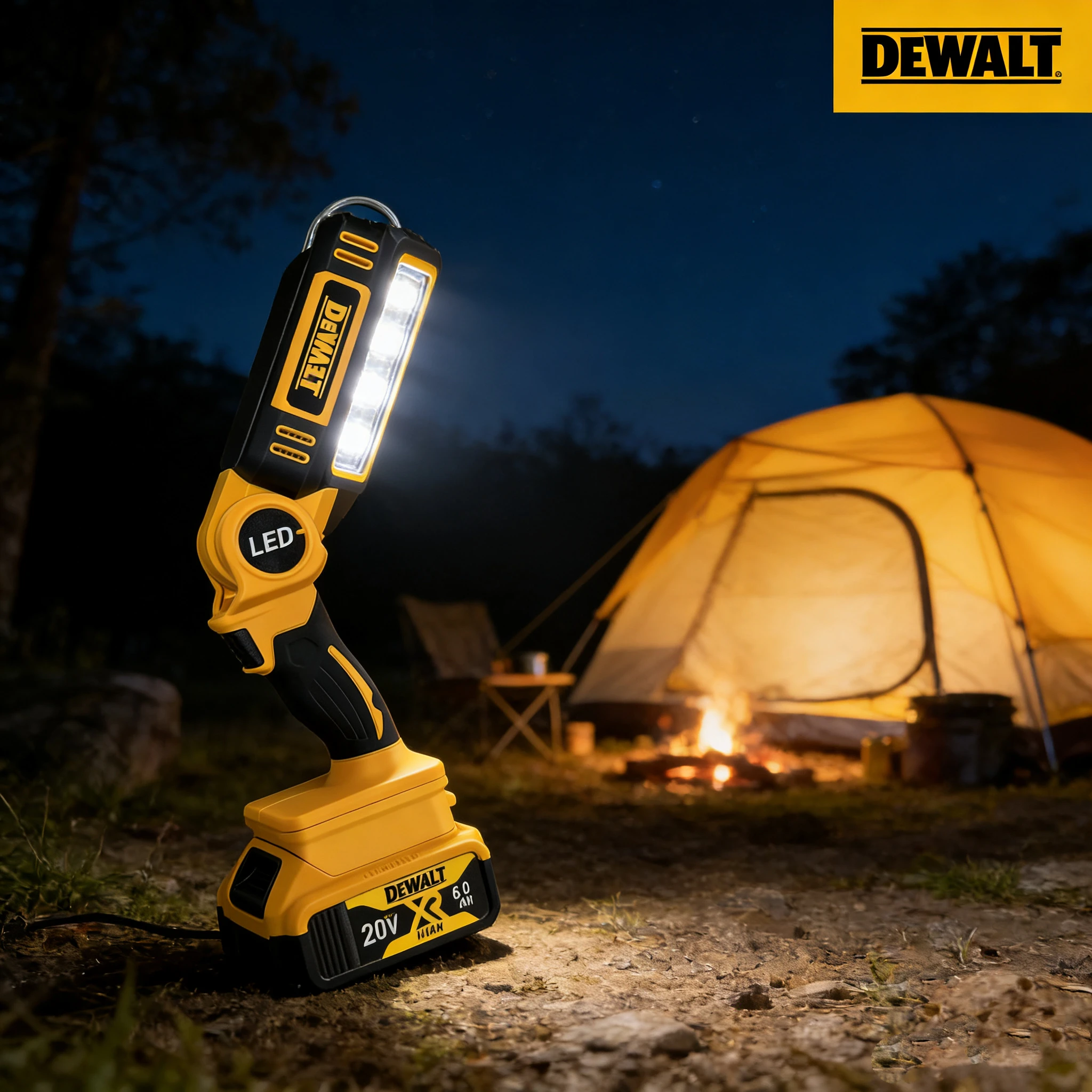 

Аккумуляторный светодиодный фонарь Dewalt 20V с литиевой батареей, складной на 90 градусов, портативный, многофункциональный, для кемпинга и активного отдыха