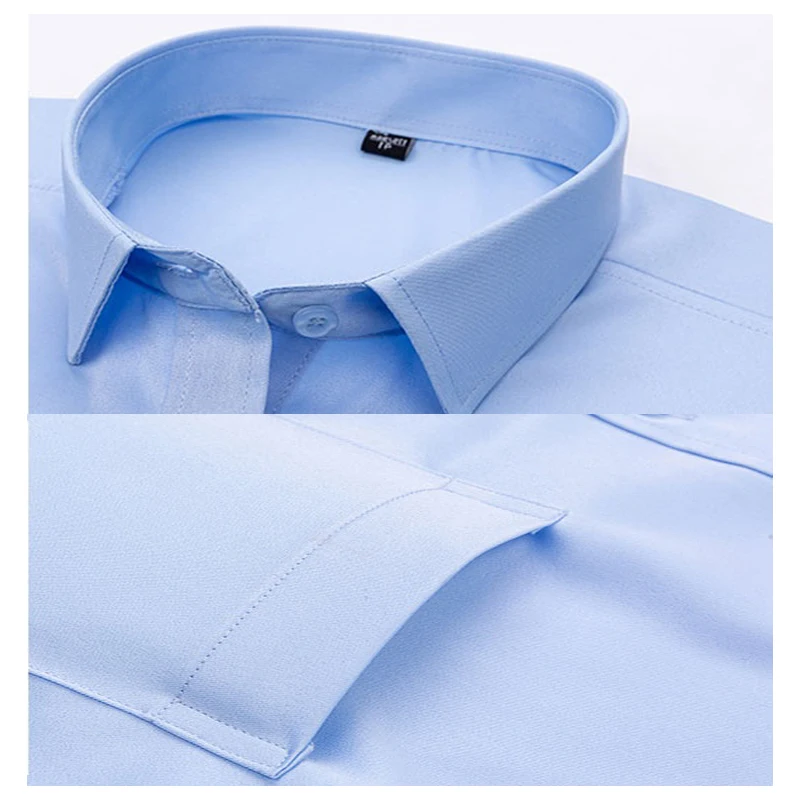 2024 Solid Color Foursided Stretch Long-sleeved Shirt Spring And Autumn Square Collar Business Casual Versatile New Men Clothing