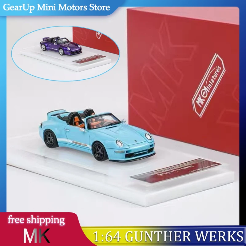 

MK Miniatures 1:64 Porsche Gunther Werks 993 Convertible Blue Purple Resin Model Limited Edition Restomod Replica Collector Car