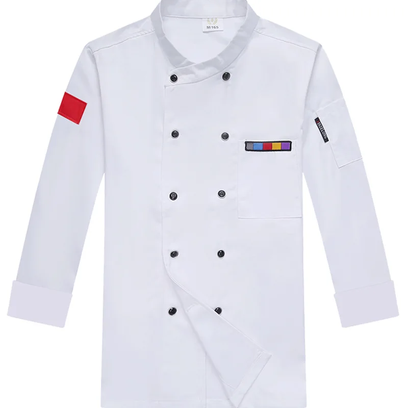 Chef's work clothes, men's long sleeved autumn and winter clothes, kitchen clothes, restaurant, hotel chef's clothes, short