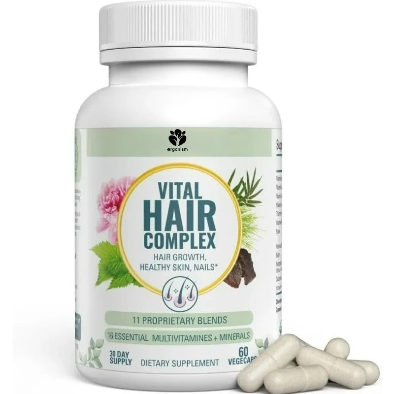 

Комплекс волос - биотина и витамин B - поддерживает здоровые волосы, кожу и ногти - без гормонов, без глютена.