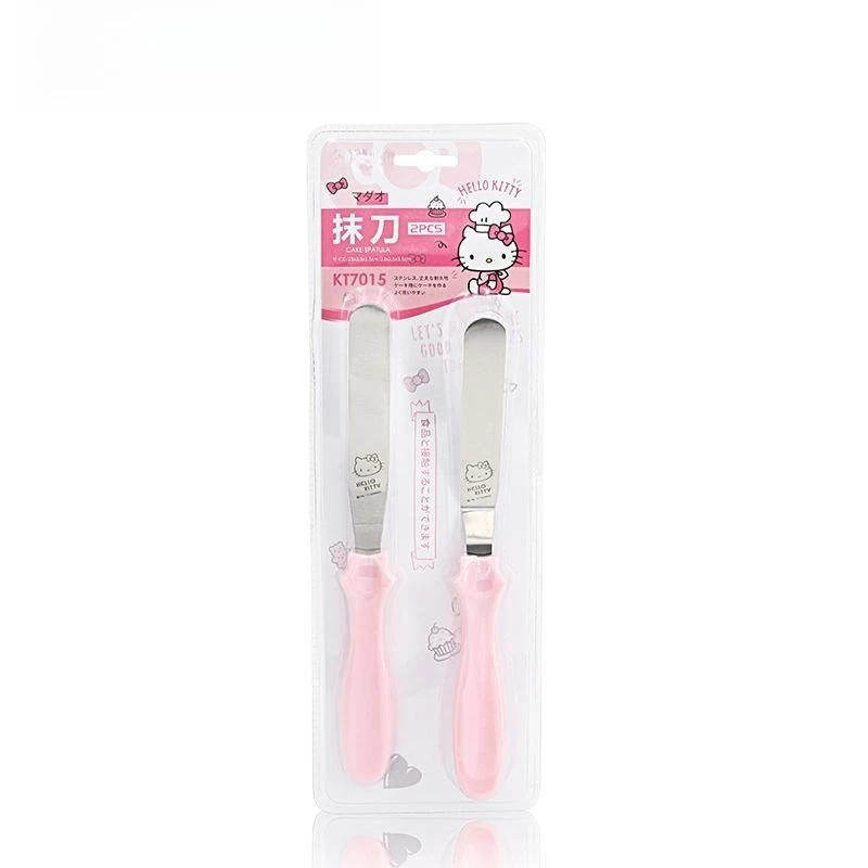 Espátula Angulada Inspirada en Hello Kitty, Personaje de Anime Kawaii, Alisador de Pasteles para Crema de Mantequilla, Herramientas de Repostería, Regalo Resistente