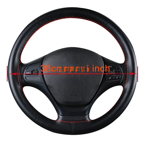Imagen 2 del producto Fundas para volante de cuero y fibra suave DIY, volante de coche trenzado Universal con agujas y hilo, accesorios interiores