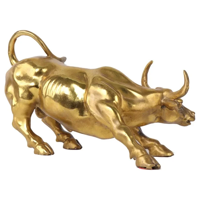 Imagem -02 - Estátua de Touro de Bronze Artesanal Wall Street Escultura Antique Fengshui Touro ox Estátuas Home Office Decoração Presentes de Negócios