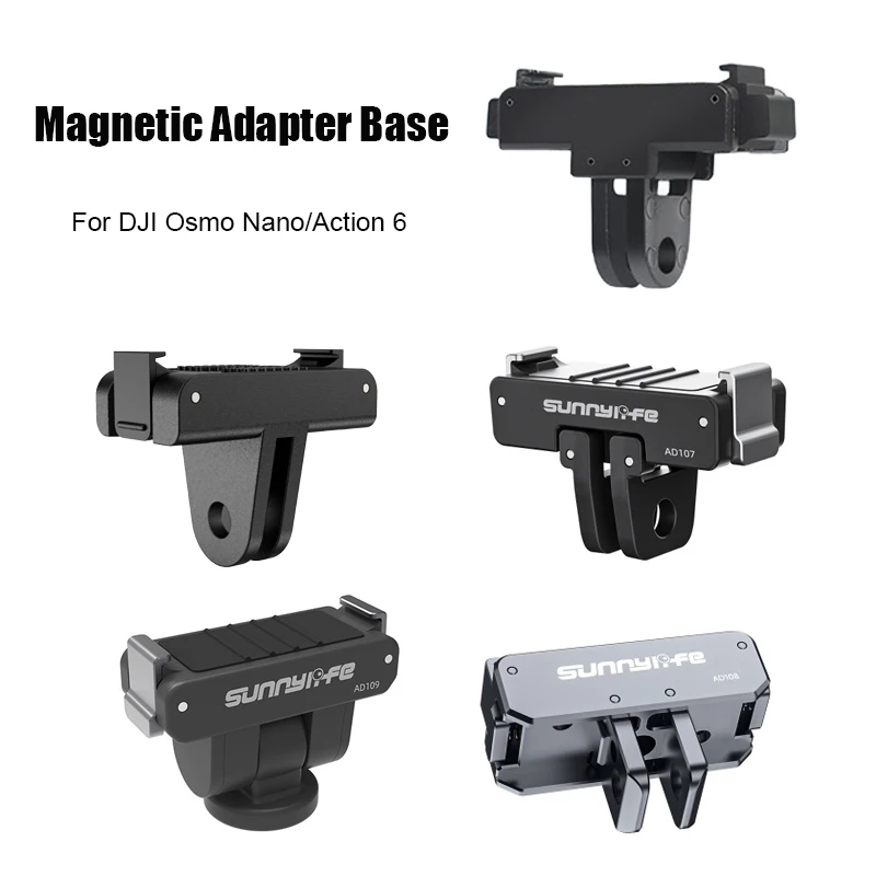 Adaptador Magnético para DJI Action 6 / Base de Montagem de Liberação Rápida para DJI Osmo Nano / Adaptador de Tripé para Câmera Action 6 Selfie